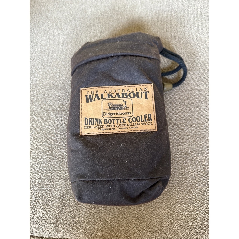 Australian Walkabout Oilskin Drink Bottle Cooler Insulated With Aus Wool (TD)